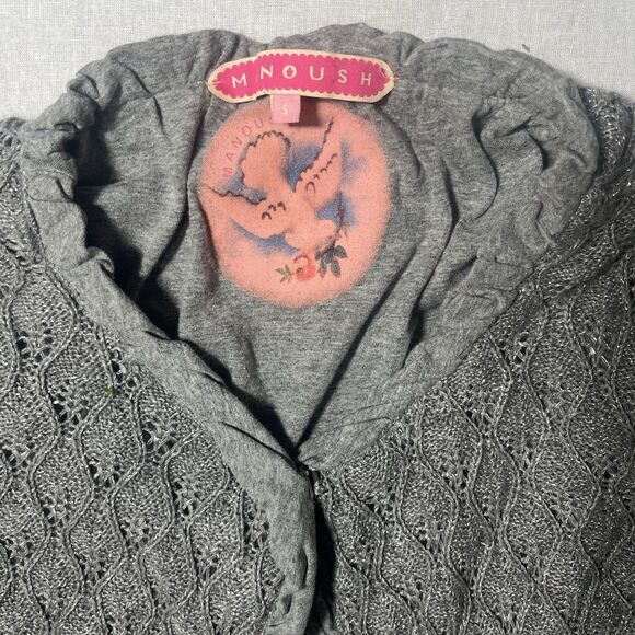 MANOUSH Angora Blend Small Ruffle Trim Cardigan Sweater Metallic Shimmer Event - Picture 3 of 7